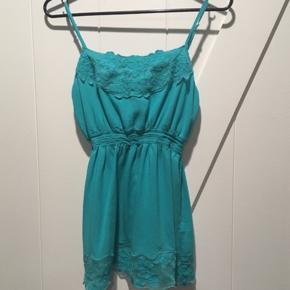 Forever 21 Floral Turquoise Top